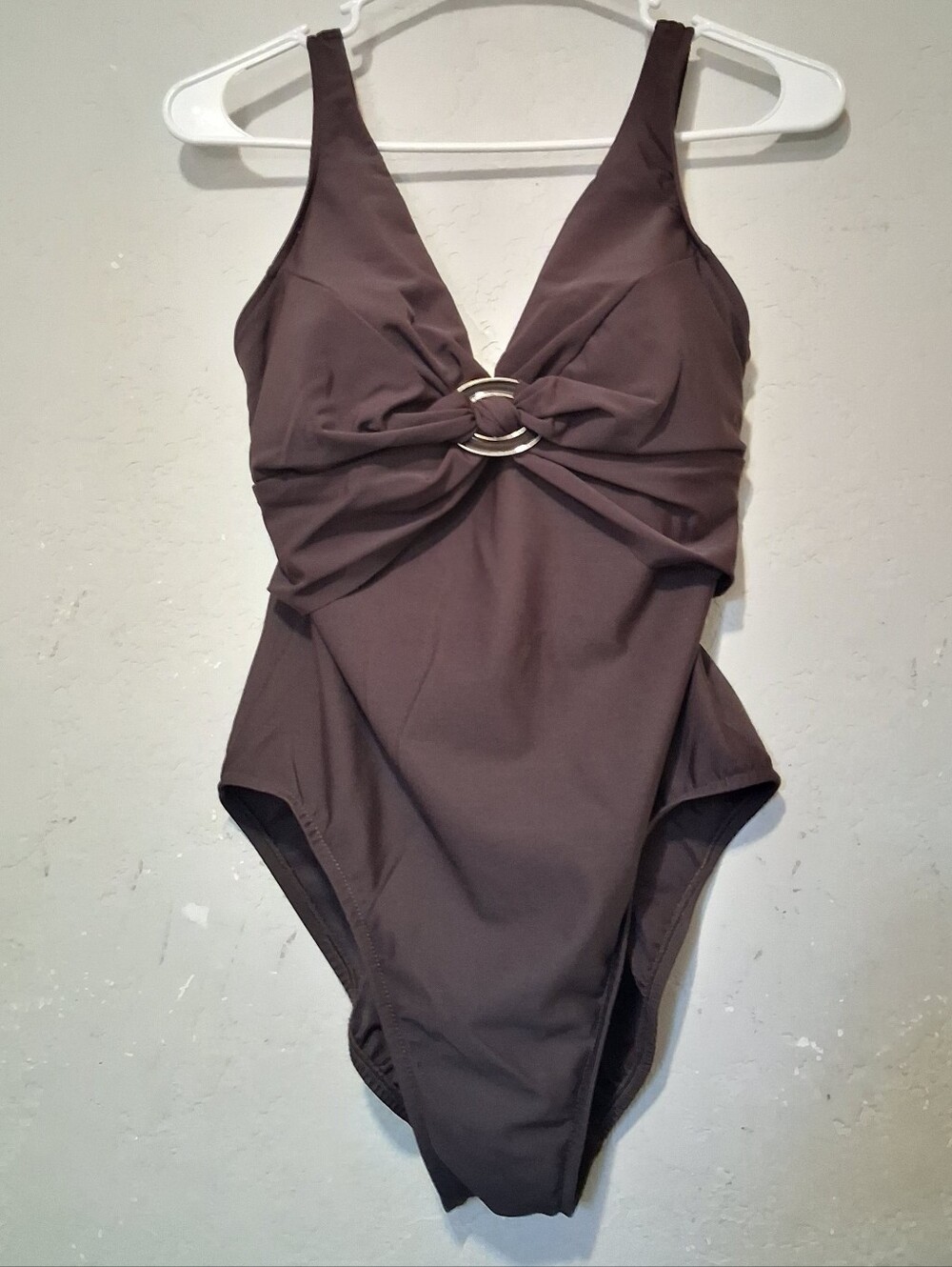 Miraclesuit One Piece Swimsuit Dark Brown Buckle  Sz12 Padded Vacation Beach‎